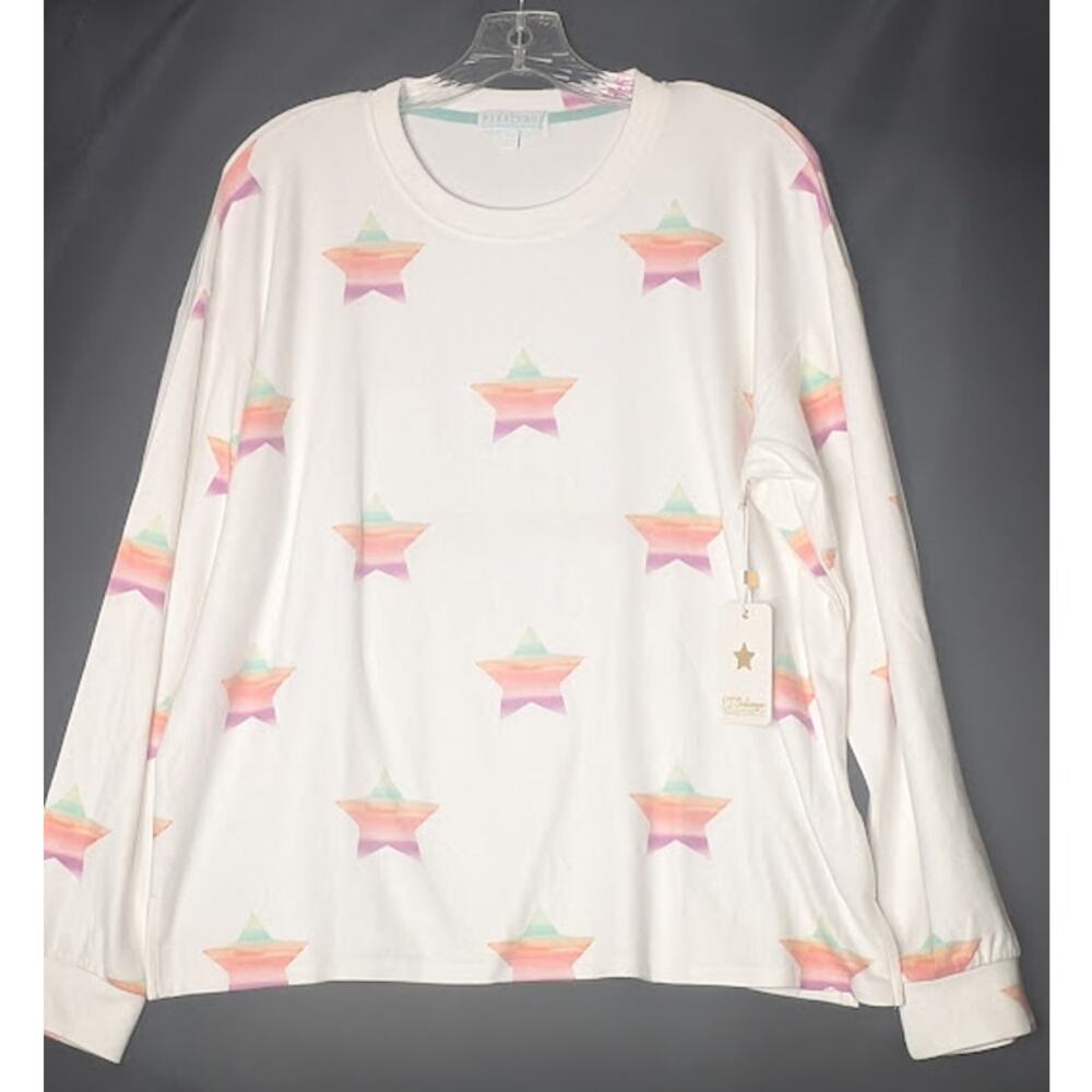 PJ SALVAGE Ivory Stardust Cozycore Loungewear Top Medium NWT basic everyday